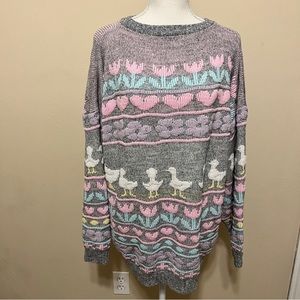 Vintage Pastel Printed Crew Neck Sweater